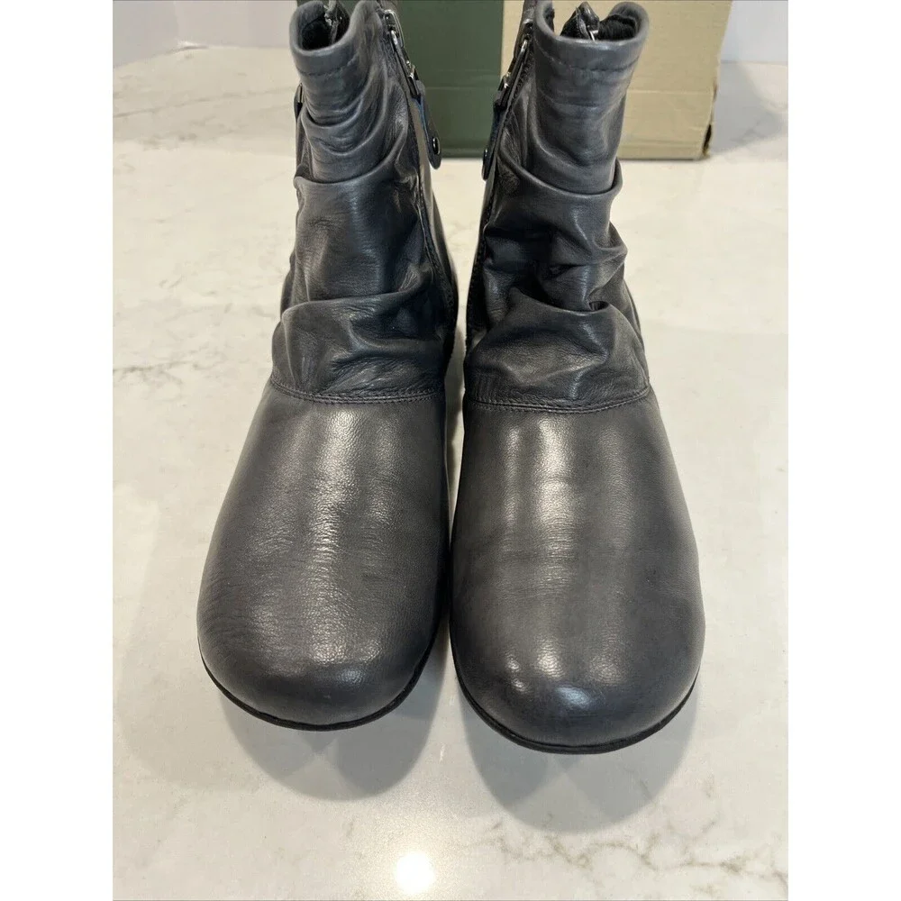Josef‎ Seibel NEW Gray Leather Side Zip Ankle Boot Bootie EU 37 US 6-6.5 Comfort